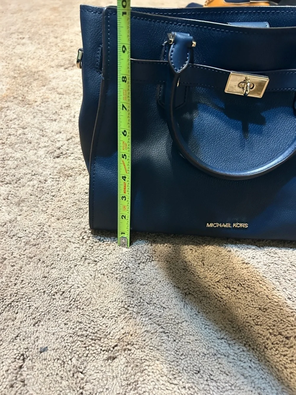 Michael Kors Navy Blue Large Satchel Tote Bag Gold Hardware